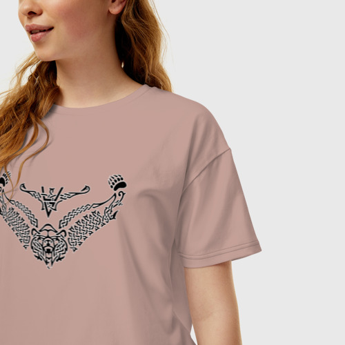 Женская футболка хлопок Oversize Символ Велеса, цвет пыльно-розовый - фото 3