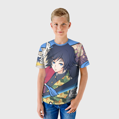 Детская футболка 3D с принтом Гию Томиока фреска, фото на моделе #1