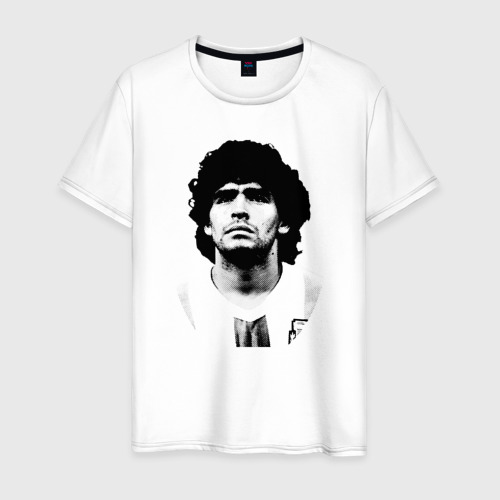 Мужская футболка из хлопка с принтом Диего Марадона, вид спереди №1