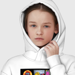 Худи с принтом Among Us GTA для ребенка, вид на модели спереди №4. Цвет основы: белый