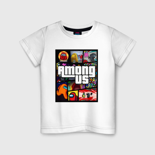 Детская футболка из хлопка с принтом Among Us GTA, вид спереди №1