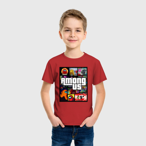 Детская футболка хлопок Among Us GTA, цвет красный - фото 3