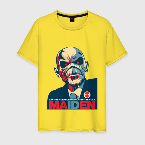 Мужская футболка хлопок Iron Maiden (eddie), цвет желтый