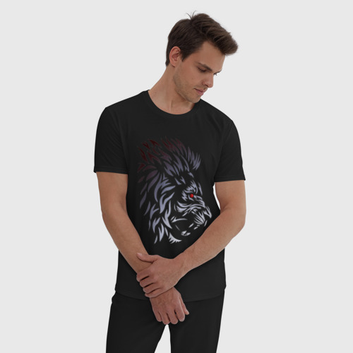 Мужская пижама хлопок Знак зодиака Лев, цвет черный - фото 3