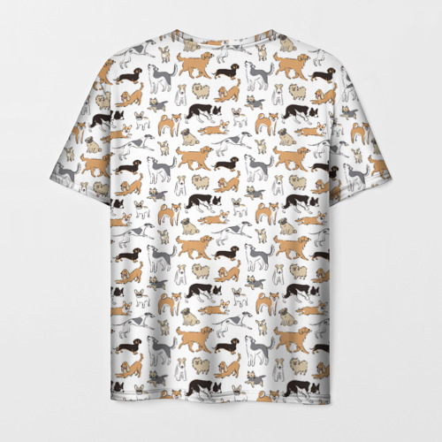 Мужская футболка 3D с принтом Узор собаки много, вид сзади #1