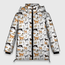 Женская зимняя куртка Oversize Узор собаки много