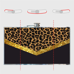 Фляга с принтом Леопардовый принт для любого человека, вид спереди №5. Цвет основы: металл
