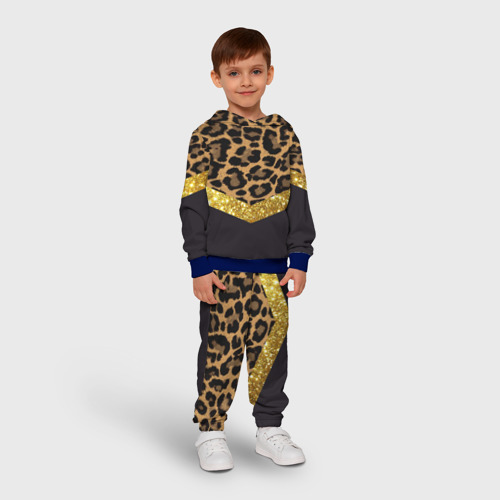 Детский костюм с толстовкой 3D Леопардовый принт, цвет синий - фото 3
