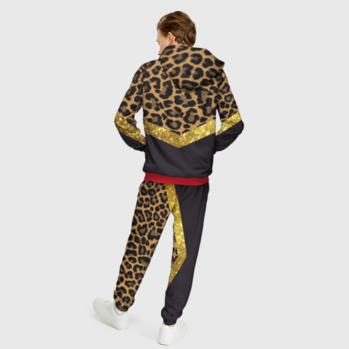 Мужской костюм 3D Леопардовый принт, цвет красный - фото 4