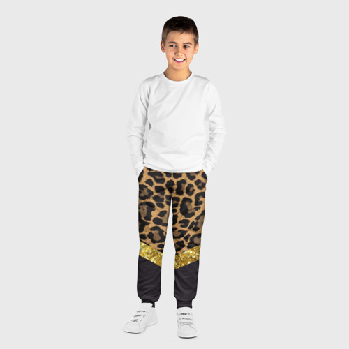 Детские брюки 3D с принтом Леопардовый принт, вид сбоку #3