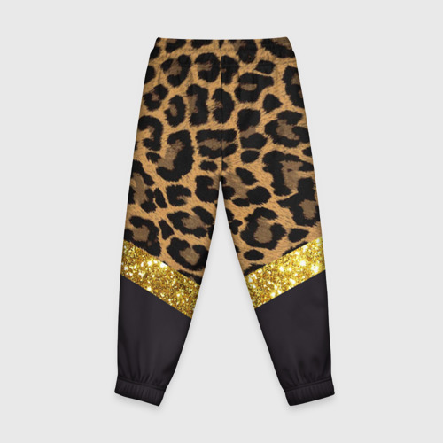 Детские брюки 3D с принтом Леопардовый принт, вид сзади #1