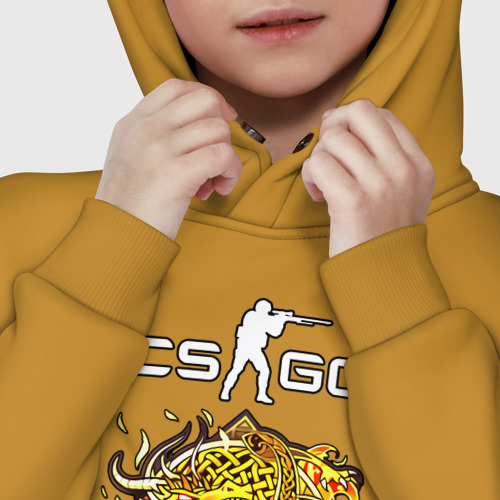 Детское худи Oversize хлопок CS GO dragon lore, цвет горчичный - фото 7