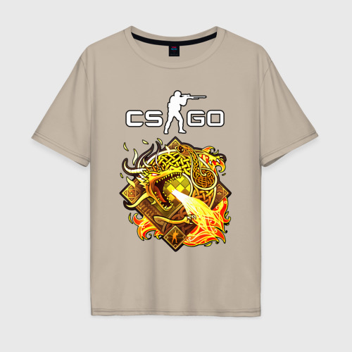 Мужская футболка хлопок Oversize с принтом CS GO DRAGON LORE, вид спереди #2