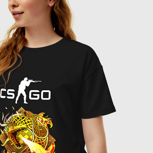 Женская футболка хлопок Oversize с принтом CS GO dragon lore, фото на моделе #1
