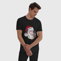 Мужская пижама хлопок Санта курит трубку - фото 2