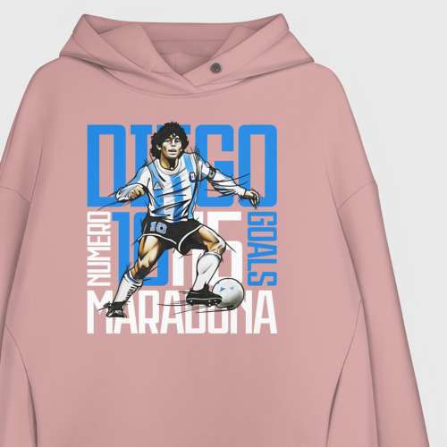 Женское худи Oversize хлопок 10 Diego Maradona, цвет пыльно-розовый - фото 3