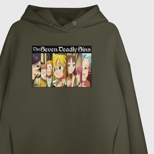 Женское худи Oversize хлопок The Seven Deadly Sins, цвет хаки - фото 3