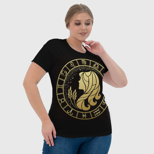 Женская футболка 3D с принтом Дева в золотом стиле, фото #4