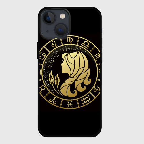 Чехол для iPhone 13 mini с принтом Дева в золотом стиле, вид спереди #2