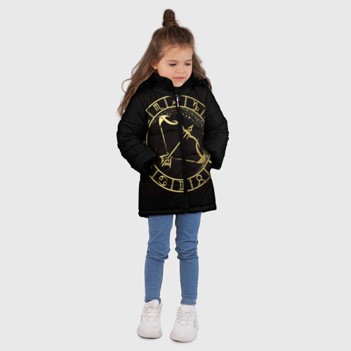 Зимняя куртка для девочек 3D Стрелец в золотом стиле, цвет черный - фото 5