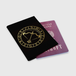 Обложка для паспорта матовая кожа Стрелец в золотом стиле - фото 2