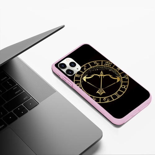 Чехол для iPhone 11 Pro Max матовый Стрелец в золотом стиле, цвет розовый - фото 5