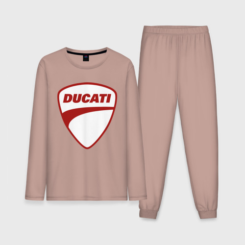 Мужская пижама с лонгсливом хлопок Ducati Logo Дукати Лого, цвет пыльно-розовый