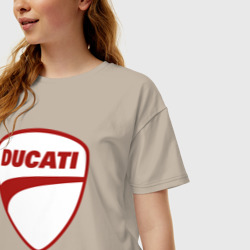 Женская футболка хлопок Oversize Ducati Logo Дукати Лого - фото 2