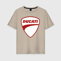 Женская футболка хлопок Oversize Ducati Logo Дукати Лого