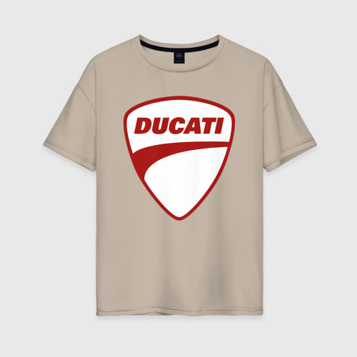 Женская футболка хлопок Oversize Ducati Logo Дукати Лого, цвет миндальный