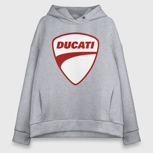 Женское худи Oversize хлопок Ducati Logo Дукати Лого, цвет меланж