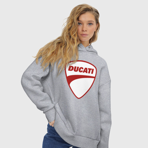 Женское худи Oversize хлопок Ducati Logo Дукати Лого, цвет меланж - фото 4