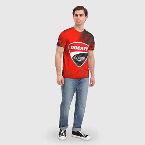 Мужская футболка 3D с принтом Ducati Corse (Z), вид сбоку #3