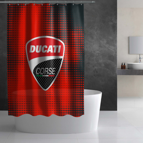 Штора 3D для ванной Ducati Corse logo - фото 3