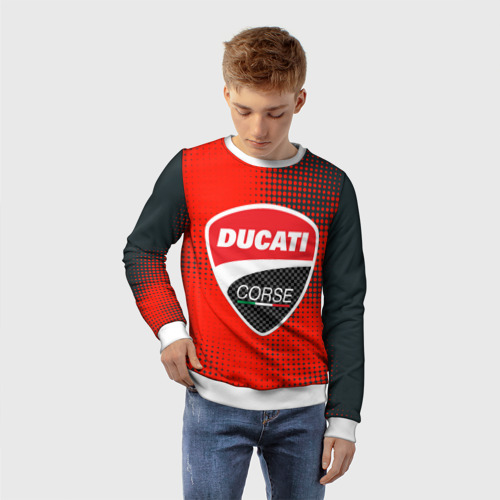 Детский свитшот 3D Ducati Corse logo, цвет 3D печать - фото 3