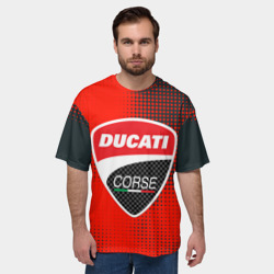 Мужская футболка oversize 3D Ducati Corse logo - фото 2