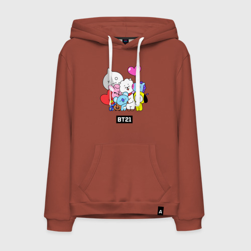 Мужская толстовка хлопок BT21 chibi, цвет кирпичный