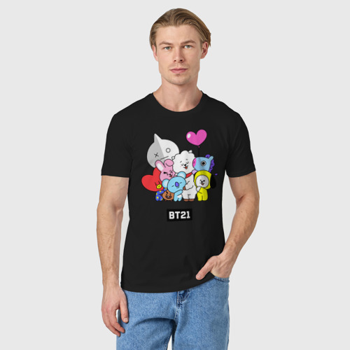 Мужская футболка хлопок BT21 chibi, цвет черный - фото 3