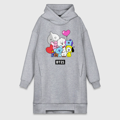 Платье-худи хлопок BT21 chibi, цвет меланж