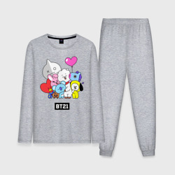 Мужская пижама с лонгсливом хлопок BT21 chibi