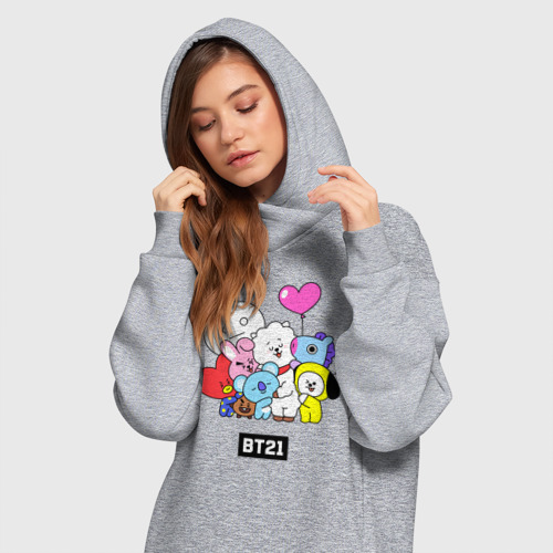 Платье-худи хлопок BT21 chibi, цвет меланж - фото 3