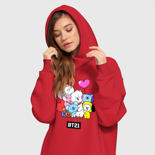 Платье-худи хлопок BT21 chibi, цвет красный - фото 3