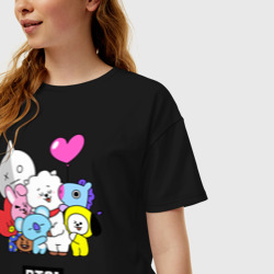 Женская футболка хлопок Oversize BT21 chibi - фото 2