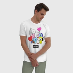 Мужская пижама с белой футболкой хлопок BT21 chibi - фото 2