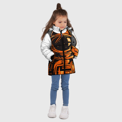 Зимняя куртка для девочек 3D с принтом Космонавт, вид сбоку #3