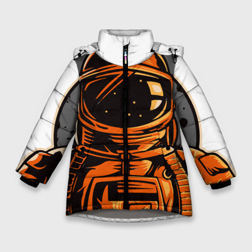 Зимняя куртка для девочек 3D с принтом Космонавт, вид спереди #2