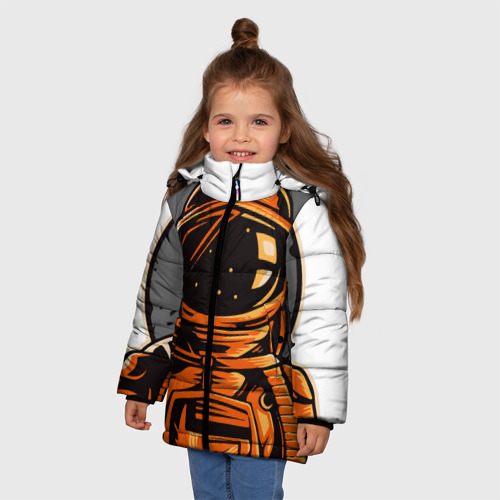 Зимняя куртка для девочек 3D с принтом Космонавт, фото на моделе #1