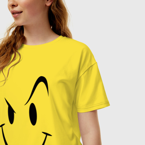 Женская футболка хлопок Oversize Smile, цвет желтый - фото 3
