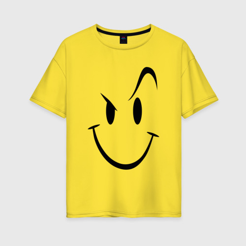 Женская футболка хлопок Oversize Smile, цвет желтый