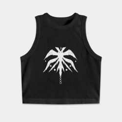 Женская укороченная майка-топ хлопок Крылатое древо (+спина) 